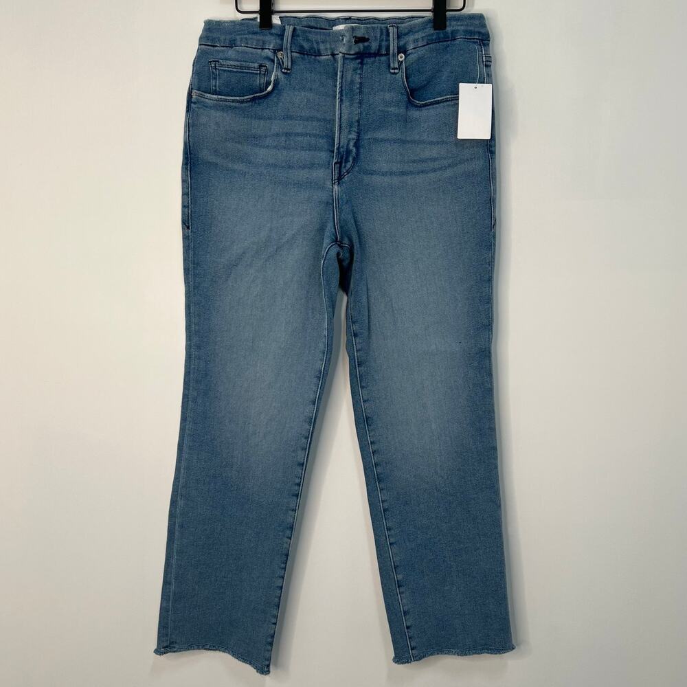 Good American Good‎ Legs High Rise Straight Denim Jeans Blue Size 14 NWT Retro